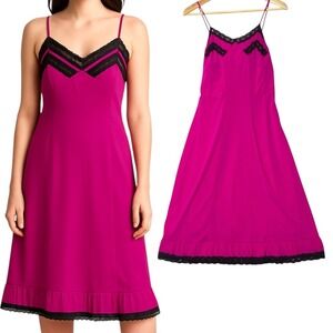 Jean Paul Gaultier Slip Midi Dress M Pink Y2K Coquette Lace Whimsigoth Vamp 2010